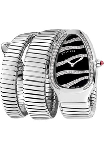 Bulgari - Serpenti Tubogas 35mm - Stainless Steel and Diamonds - Two Twirl Bracelet - Watch Brands Direct
