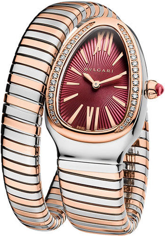 Bulgari - Serpenti Tubogas 35mm - Stainless Steel and Pink Gold with Diamonds - Watch Brands Direct