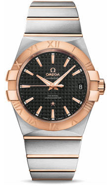 Omega,Omega - Constellation Co-Axial 38 mm - Brushed Steel and Red Gold - Watch Brands Direct