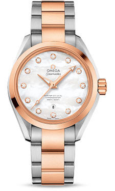 Omega,Omega - Seamaster Aqua Terra 150 M Master Co-Axial 34 mm - Stainless Steel and Sedna Gold - Watch Brands Direct