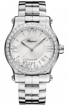 Chopard - Happy Sport Automatic - Round Medium 36mm - Stainless Steel and Diamonds - Watch Brands Direct
 - 1