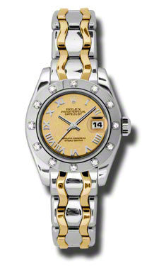 Rolex - Datejust Pearlmaster Lady Bicolor - 12 Diamond Bezel - Watch Brands Direct
