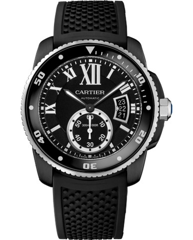 Cartier,Cartier - Calibre de Diver Automatic - Black ADLC Stainless Steel - Watch Brands Direct