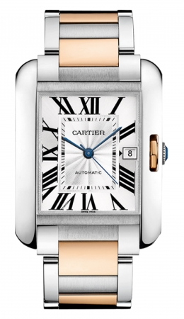 Cartier,Cartier - Tank Anglaise Stainless Steel and Pink Gold - Watch Brands Direct