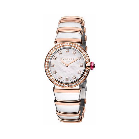 Bulgari,Bulgari - Lucea 28mm - Stainless Steel and Rose Gold with Diamonds - Watch Brands Direct