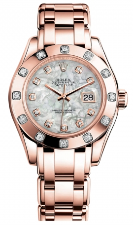 Rolex Datejust Pearlmaster Lady Everose Gold 12 Diamond Bezel