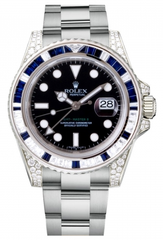 Rolex gmt master top ii white gold diamonds