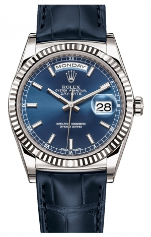 Rolex president white 2025 gold blue dial