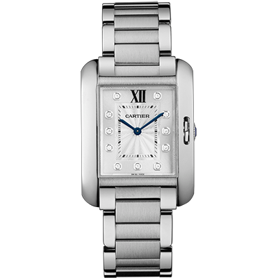 Cartier,Cartier - Tank Anglaise - Stainless Steel and Diamonds - Watch Brands Direct