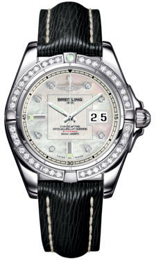 Breitling,Breitling - Galactic 41 Stainless Steel - Diamond Bezel - Sahara Strap - Watch Brands Direct