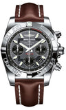 Breitling,Breitling - Chronomat 41 Steel Polished Bezel - Leather Strap - Watch Brands Direct