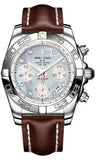 Breitling,Breitling - Chronomat 41 Steel Polished Bezel - Leather Strap - Watch Brands Direct