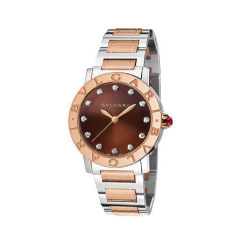 Bulgari,Bulgari - BVLGARI Quartz 33mm - Stainless Steel and Rose Gold - Watch Brands Direct