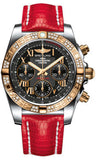 Breitling,Breitling - Chronomat 41 Steel and Gold Diamond Bezel - Lizard Strap - Watch Brands Direct