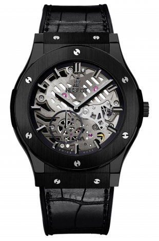 Hublot,Hublot - Classic Fusion Ultra-Thin Skeleton Black Ceramic - Watch Brands Direct