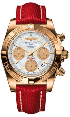 Breitling Chronomat 41 Rose Gold Polished Bezel Sahara Leather