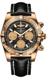 Breitling,Breitling - Chronomat 41 Rose Gold Diamond Bezel - Croco Strap - Watch Brands Direct