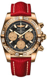 Breitling,Breitling - Chronomat 41 Rose Gold Diamond Bezel - Sahara Leather Strap - Watch Brands Direct