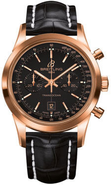 Breitling - Transocean Chronograph 38 Red Gold - Croco Strap - Watch Brands Direct
 - 1