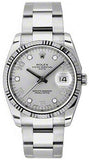 Rolex,Rolex - Date 34mm Fluted Bezel - Oyster Bracelet - Watch Brands Direct