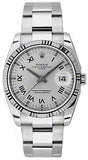 Rolex,Rolex - Date 34mm Fluted Bezel - Oyster Bracelet - Watch Brands Direct