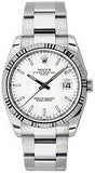 Rolex,Rolex - Date 34mm Fluted Bezel - Oyster Bracelet - Watch Brands Direct