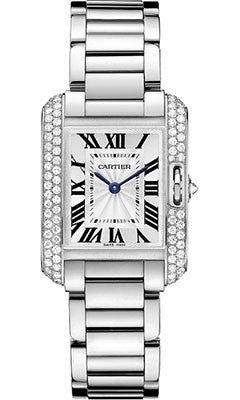 Cartier Tang Anglaise WT100008, 30x23mm, White Gold, Silver Dial