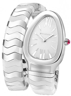 Bulgari,Bulgari - Serpenti Spiga 35mm - Stainless Steel and White Ceramic - Watch Brands Direct