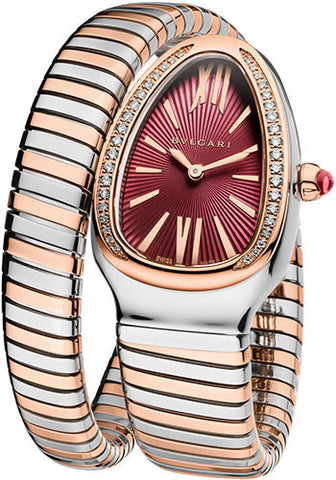 Bulgari - Serpenti Tubogas 35mm - Stainless Steel and Pink Gold with Diamonds - Watch Brands Direct
