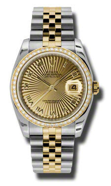 Rolex Datejust Steel Yellow Gold Sunbeam Diamond Ladies Watch