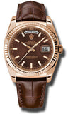 Rolex - Day-Date President Pink Gold - Fluted Bezel - Leather - Watch Brands Direct
 - 1