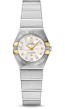 Omega,Omega - Constellation Quartz 24 mm - Brushed Steel and Yellow Gold Claws - Watch Brands Direct