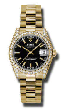 Rolex,Rolex - Datejust 31mm - Gold President Yellow Gold - Diamond Bezel - Diamond Case - Watch Brands Direct