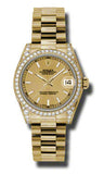Rolex,Rolex - Datejust 31mm - Gold President Yellow Gold - Diamond Bezel - Diamond Case - Watch Brands Direct