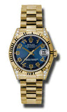 Rolex,Rolex - Datejust 31mm - Gold President Yellow Gold - Fluted Bezel - Diamond Case - Watch Brands Direct