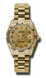 Rolex,Rolex - Datejust 31mm - Gold President Yellow Gold - Fluted Bezel - Diamond Case - Watch Brands Direct