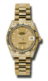 Rolex,Rolex - Datejust 31mm - Gold President Yellow Gold - Fluted Bezel - Diamond Case - Watch Brands Direct