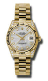 Rolex,Rolex - Datejust 31mm - Gold President Yellow Gold - Fluted Bezel - Diamond Case - Watch Brands Direct