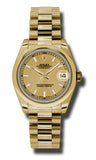 Rolex,Rolex - Datejust 31mm - Gold President Yellow Gold - Domed Bezel - Watch Brands Direct
