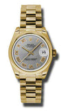 Rolex,Rolex - Datejust 31mm - Gold President Yellow Gold - Domed Bezel - Watch Brands Direct