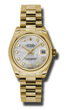 Rolex,Rolex - Datejust 31mm - Gold President Yellow Gold - Domed Bezel - Watch Brands Direct
