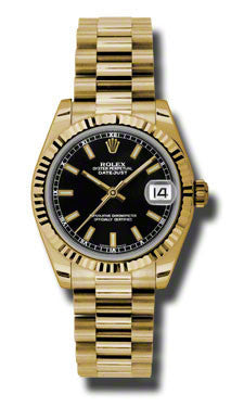 Rolex,Rolex - Datejust 31mm - Gold President Yellow Gold - Fluted Bezel - Watch Brands Direct