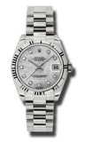 Rolex,Rolex - Datejust 31mm - Gold President White Gold - Fluted Bezel - Watch Brands Direct
