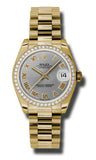 Rolex,Rolex - Datejust 31mm - Gold President Yellow Gold - Diamond Bezel - Watch Brands Direct