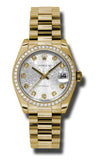 Rolex,Rolex - Datejust 31mm - Gold President Yellow Gold - Diamond Bezel - Watch Brands Direct