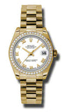 Rolex,Rolex - Datejust 31mm - Gold President Yellow Gold - Diamond Bezel - Watch Brands Direct