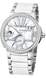 Ulysse Nardin,Ulysse Nardin - Executive Dual Time Lady - Stainless Steel - Diamond Bezel - Watch Brands Direct