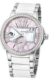 Ulysse Nardin,Ulysse Nardin - Executive Dual Time Lady - Stainless Steel - Diamond Bezel - Watch Brands Direct