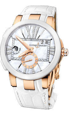 Ulysse Nardin,Ulysse Nardin - Executive Dual Time Lady - Rose Gold - Ceramic Bezel - Watch Brands Direct