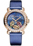Chopard,Chopard - Happy Sport - Round Medium - Rose Gold - Fabric Strap - Watch Brands Direct